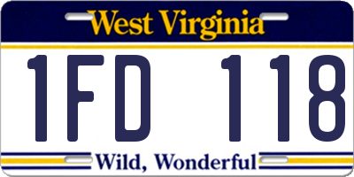 WV license plate 1FD118