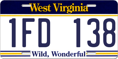 WV license plate 1FD138