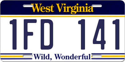 WV license plate 1FD141