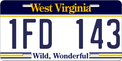WV license plate 1FD143
