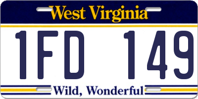 WV license plate 1FD149