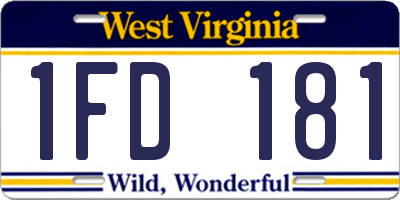WV license plate 1FD181