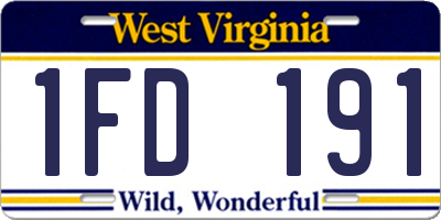 WV license plate 1FD191