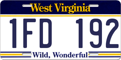 WV license plate 1FD192