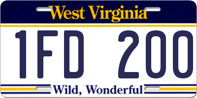 WV license plate 1FD200