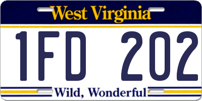 WV license plate 1FD202