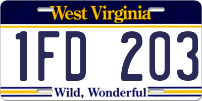 WV license plate 1FD203