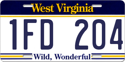 WV license plate 1FD204