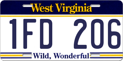 WV license plate 1FD206