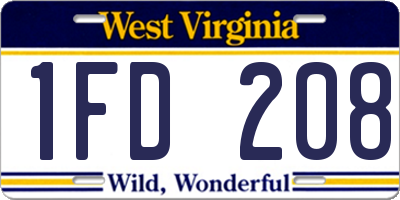 WV license plate 1FD208