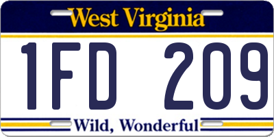 WV license plate 1FD209