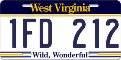 WV license plate 1FD212