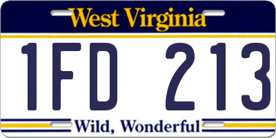 WV license plate 1FD213