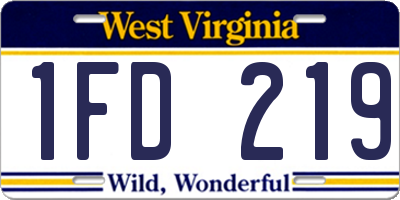 WV license plate 1FD219