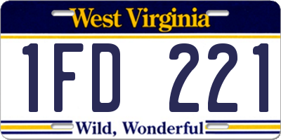 WV license plate 1FD221