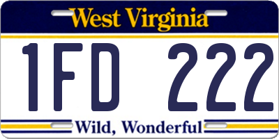 WV license plate 1FD222