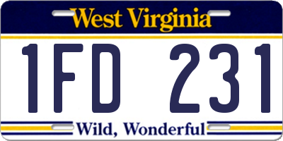 WV license plate 1FD231