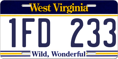 WV license plate 1FD233