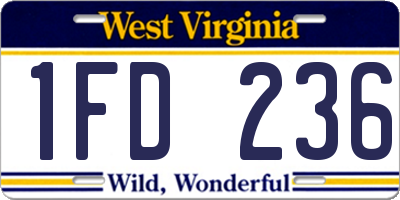 WV license plate 1FD236