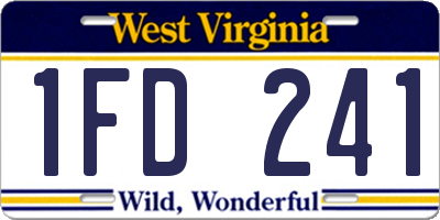 WV license plate 1FD241