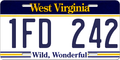 WV license plate 1FD242