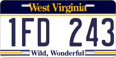 WV license plate 1FD243