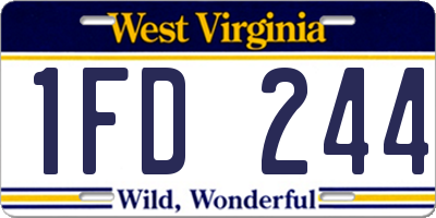 WV license plate 1FD244