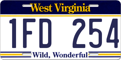 WV license plate 1FD254