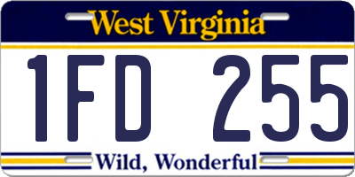 WV license plate 1FD255