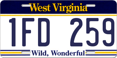 WV license plate 1FD259