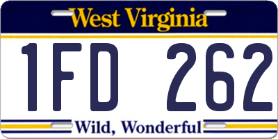WV license plate 1FD262