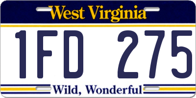 WV license plate 1FD275