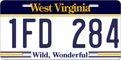WV license plate 1FD284