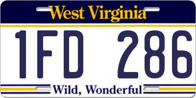 WV license plate 1FD286