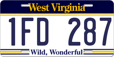 WV license plate 1FD287