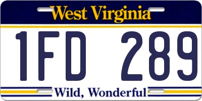 WV license plate 1FD289