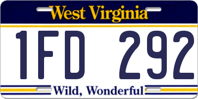 WV license plate 1FD292