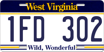 WV license plate 1FD302