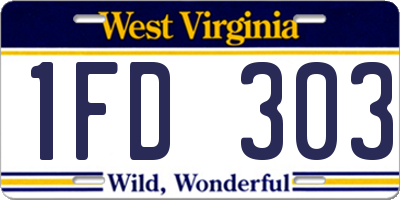 WV license plate 1FD303