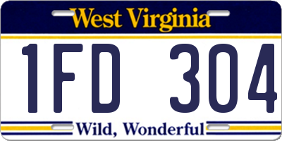 WV license plate 1FD304