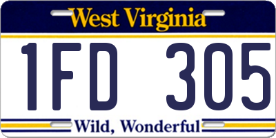 WV license plate 1FD305
