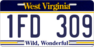 WV license plate 1FD309