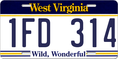 WV license plate 1FD314