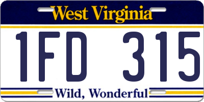 WV license plate 1FD315