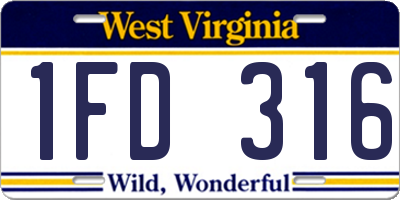 WV license plate 1FD316