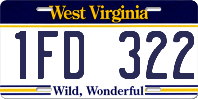WV license plate 1FD322