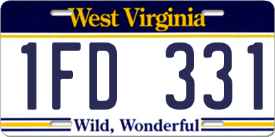 WV license plate 1FD331