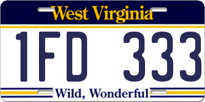 WV license plate 1FD333