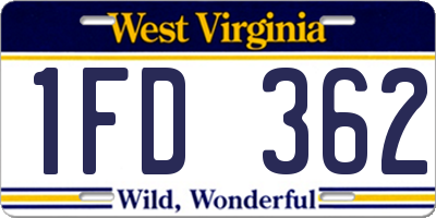 WV license plate 1FD362