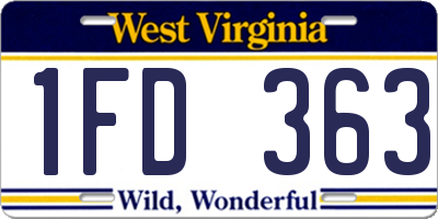 WV license plate 1FD363
